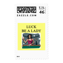 luck be a lady gambler design postage