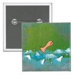 Luck fun unique painting fish bird meeting art pinback button
