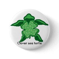 Luck Irish clover sea turtle button