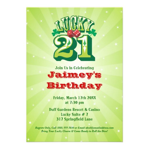 Lucky 21 - Custom Birthday Party Invitation