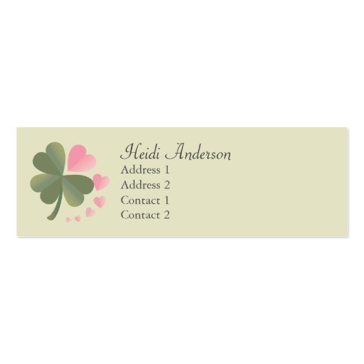 Lucky 4 Leaf Love Clover Skinny Card Business Card Templates (front side)