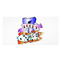 Lucky 7 w/ Dice Photo Greeting Card