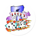 Lucky 7 w/ Dice Round Sticker