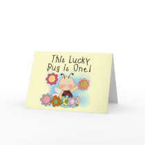 Lucky Bug 1st Birthday T-shirts and Gifts Greeting Card