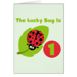 Lucky  Bug 1st Birthday T-shirts and Gifts Greeting Cards