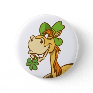 Lucky Cartoon Horse on St Patrick's Day button button