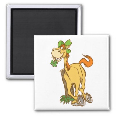 Lucky Cartoon Horse on St Patrick's Day magnet by Lioness_Graphics. He's so lucky: go ahead and place a bet on him :) Fully customizable.