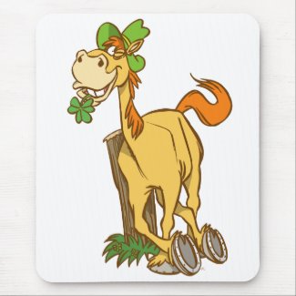 Lucky Cartoon Horse on St Patrick's Day mousepad mousepad