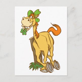 Lucky Cartoon Horse on St Patrick's Day postcard postcard