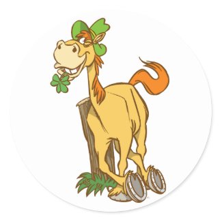 Lucky Cartoon Horse on St Patrick's Day Sticker sticker