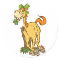 Lucky Cartoon Horse on St Patrick's Day Sticker