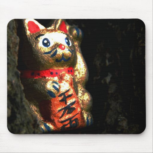 Lucky Cat in Bark Mouse Pads