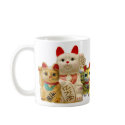 Lucky Cat Japanese Good Luck Waving Cats Group mugs by indyzio Lucky Cat Japanese Good Luck Waving Cats Group mugs