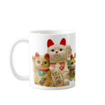 Lucky Cat Japanese Good Luck Waving Cats Group mugs