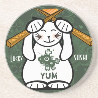 Lucky Cat- Maneki Neko - sushi.. Coasters coaster