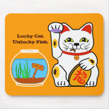 Lucky Cat. Unlucky Fish Mouse Mats