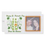 Lucky charm clover shamrock swirls personalized photo card