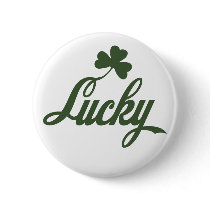 Lucky clover pinback buttons