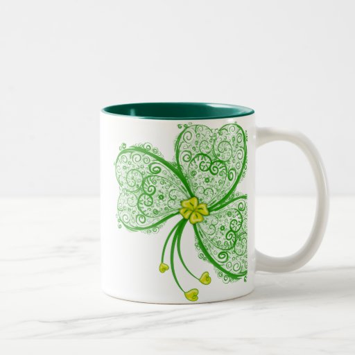 Lucky clover filigree mugs