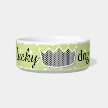 Lucky Dog with Crown Pet Bowl
