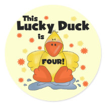 Lucky Duck 4th Birthday Tshirts and Gifts stickers by kids_birthdays Lucky Duck 4th Birthday Tshirts and Gifts stickers