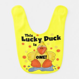 Lucky Duck First Birthday Bib
