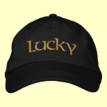 Lucky Embroidered Black Baseball Cap / Hat embroidered hats