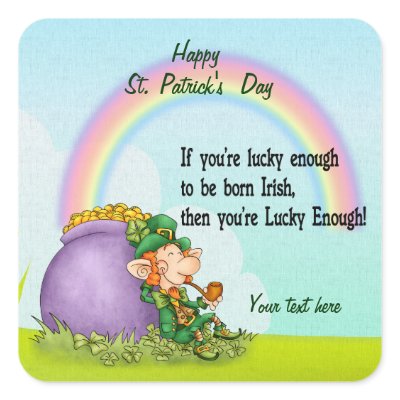Lucky Enough Leprechaun - Customize Square Sticker Zazzle_sticker Lucky Enough Leprechaun - Customize Square Sticker Zazzle_sticker