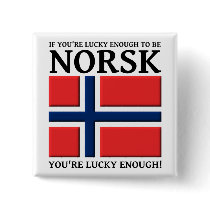 Lucky Enough To Be Norsk Button Badge