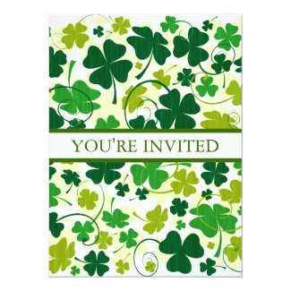 Lucky Floral Clovers Personalized Invite