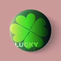 Lucky Four Leaf Clover buttons