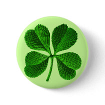 Lucky Four Leaf Clover Pinback Button