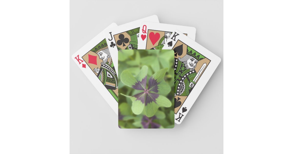 Lucky FourLeaf Clover Shamrock Playing Cards Zazzle