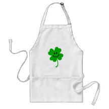 Lucky four leaf clover smiley face aprons