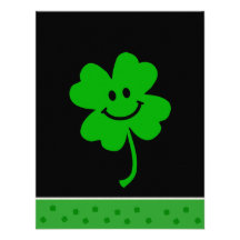 Lucky four leaf clover smiley face personalized invitations