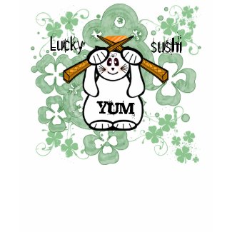 Lucky Four Leaf Clover Sushi-cat lucky maneki neko shirt