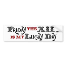 Lucky Friday the 13th White Bumper Sticker bumper stickers