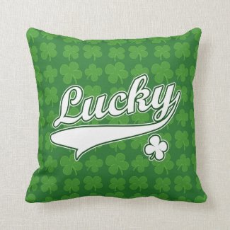 Lucky, Green/White 4 Leaf Clover Pillow