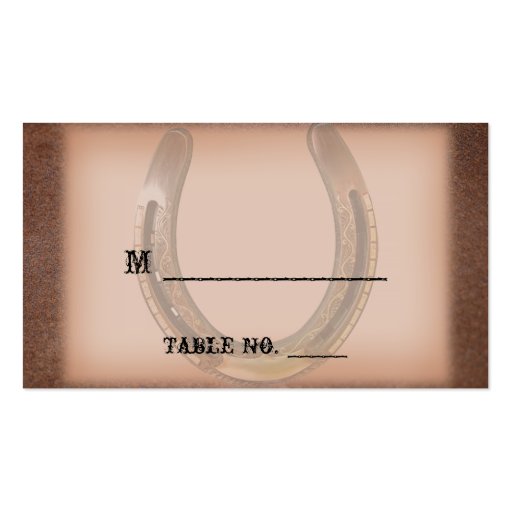 Lucky Horseshoe Brown Leather Wedding Place Cards Business Card Template (front side)