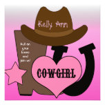 Lucky Horseshoe Cowgirl Birthday Invitation