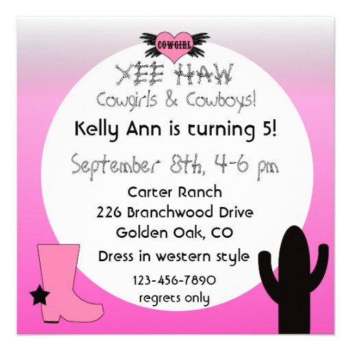 Lucky Horseshoe Cowgirl Birthday Invitation