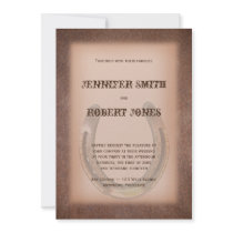 Lucky Horseshoe on Brown Leather Invitation