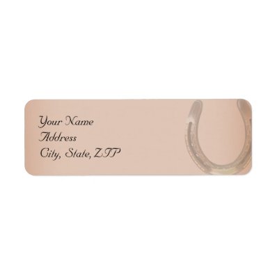 Lucky Horseshoe on Brown Leather Return Address Labels