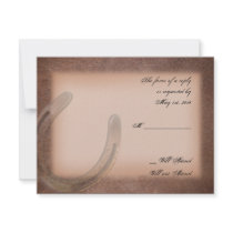 Lucky Horseshoe on Brown Leather Response Card Custom Announcements