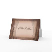 Lucky Horseshoe on Brown Leather Thank You card
