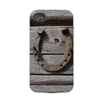 Lucky Horseshoe On Wooden Fence iPhone 4 Tough Iphone 4 Tough Cover