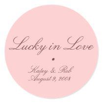 Lucky in Love and Pretty in Pink Round Stickers