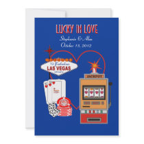 Lucky in Love Blue Wedding Invitation