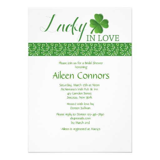 Lucky in Love Bridal Shower Invitation (front side)