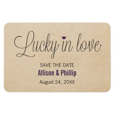Lucky in Love Save the Date Magnet, Purple